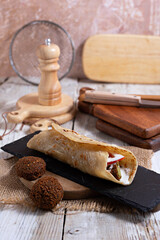 ortilla flatbread wraps stuffed, Chapati sandwich, cheese, falafel
