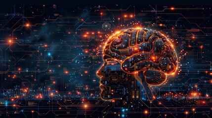 Fototapeta premium Digital Brain Circuitry