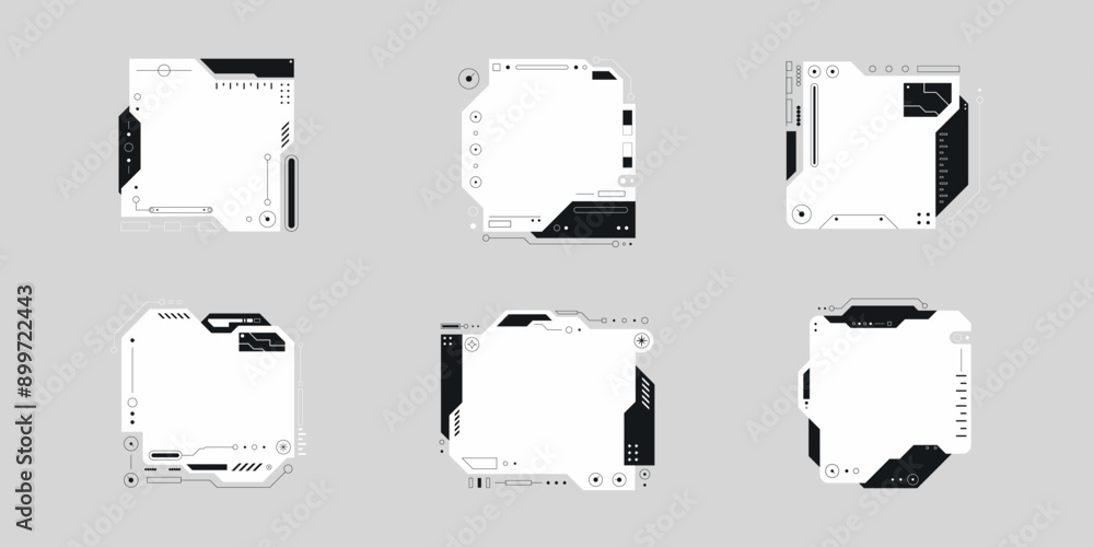 Poster futuristic interface ui elements. futuristic hud elements. hud interface set. vector illustration.