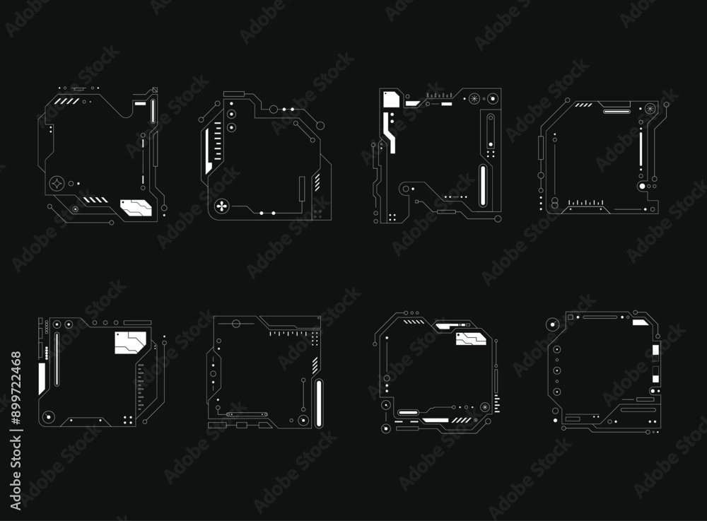 Poster futuristic interface ui elements. futuristic hud elements. hud interface set. vector illustration.