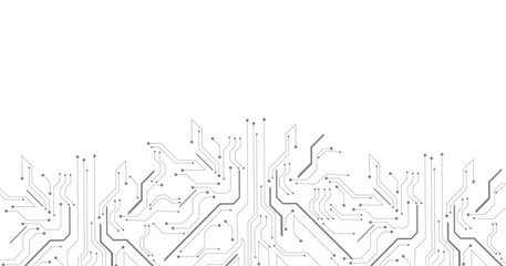A grey circuit line technology pattern on white background. Futuristic technology background.
