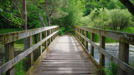 Wooden bridge supporting aquatic life