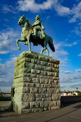 Cologne Germany. Statue of Emperor Wilhelm II Statue at Hohenzollern Bridge