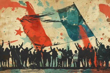 Fototapeta premium Contemporary Art Collage of France Soccer Fans