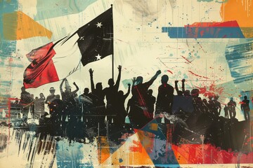Fototapeta premium Contemporary Art Collage of France Soccer Fans