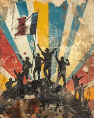 Fototapeta premium Contemporary Art Collage of France Soccer Fans