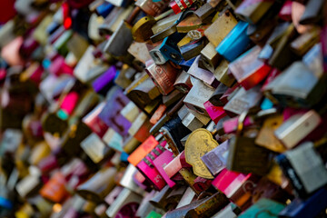 Cologne , Germany. Love locks on the Hohenzollern bridge 