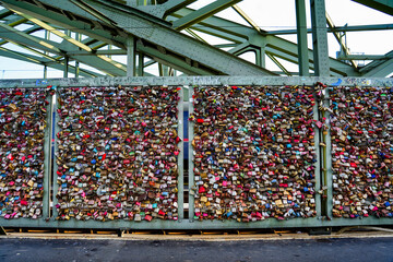 Cologne , Germany. Love locks on the Hohenzollern bridge 