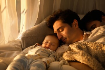 Peaceful Family Naptime in Warm Sunlight