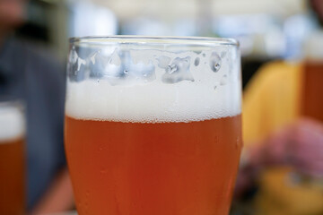 Wheat beer in beer garden 