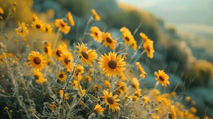 Yellow blooms on a natural backdrop