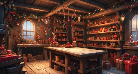 santas workshop abstract background design illustration backdrop