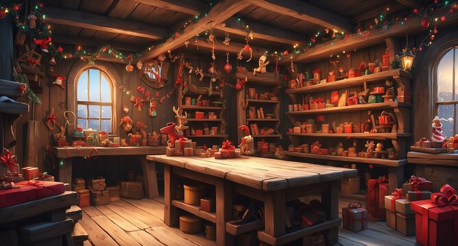 santas workshop abstract background design illustration backdrop