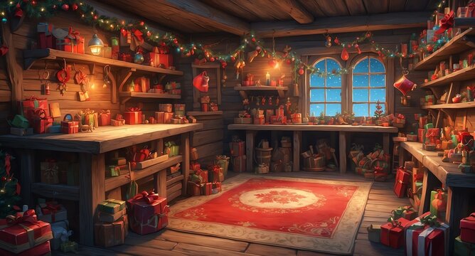 santas workshop abstract background design illustration backdrop