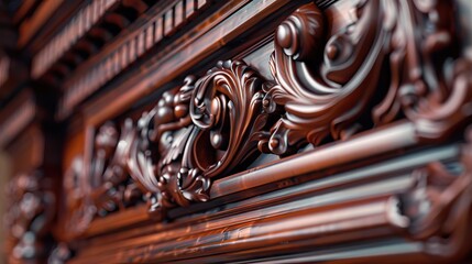 Luxurious classic handmade furniture, carved elements. Barocco, rococo, vintage style. AI generated illustration