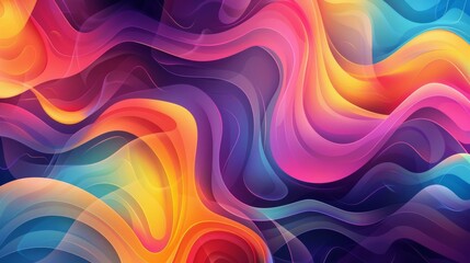 Fototapeta premium Abstract vibrant gradient background vector, trendy shapes, modern design, fluid geometry, bright color transitions