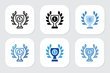 first place trophy icons with various design styles