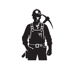 silhouette of Miner vector black and whote icon logo clipart logo