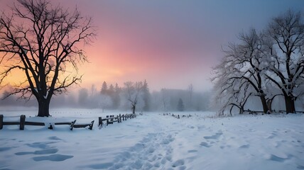 winter landscape with trees and snow