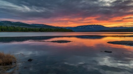 Fototapeta premium sunrise over the lake