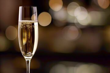 Engagement ring in a glass of champagne. Engagement, proposal