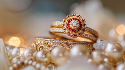 Asian Cultural Wedding Jewelry with Diamond Ring