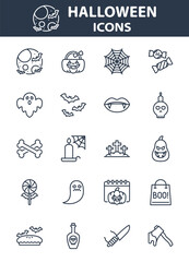 Set of Halloween icons, scary, spooky