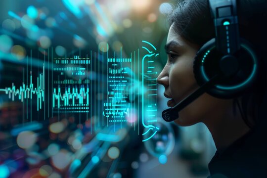 Person testing AI-powered speech recognition system, illustrating voice control and automation