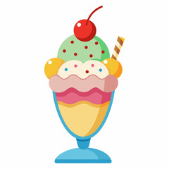 ice cream in a bowl Vector Illustration