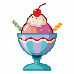 ice cream in a bowl Vector Illustration