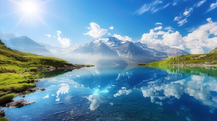 Crystal Clear Alpine Lake with Majestic Peaks