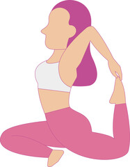 スポーツウェアを着てヨガをしているの女性の線画イラスト