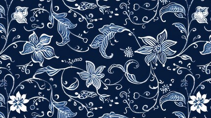 Blue and white floral pattern.
