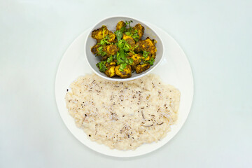 A Plate of rice pudding porridge kheer and potato achar for shrawan 15 khir khane din Nepal festival