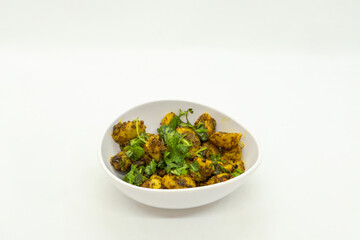A Bowl of Spicy Potato Achaar Potato Salad with Coriander aka Aalu ko Achaar, Spocy Potato Pickle
