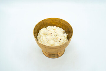 A Bowl of Rice Pudding Kheer Khir Coconut Milk Rice Shrawan 15 Khir Khane Din with Coconut Powder