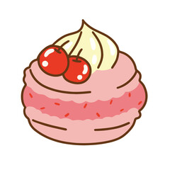 Illustration of a cute cake is isolated on the white background