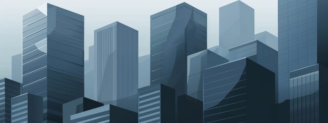 Modern blue and grey geometric abstract illustration in real estate business theme.