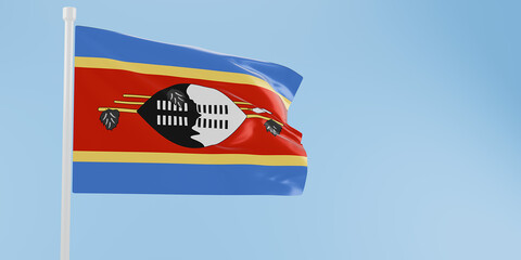 Eswatini flag of silk-3D illustration. 3d render.