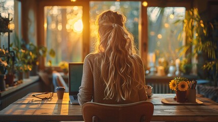 Businesswoman Using Laptop Office Workspace