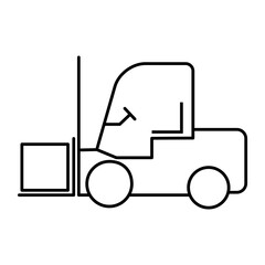 Forklift transport icon, industry vehicle machine symbol, fork truck warehouse vector illustration