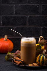 Pumpkin latte, hot autumn drink