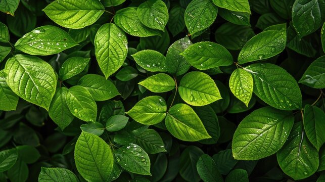 Foliage of green tree branches