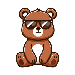 Obraz premium cute bear wearing sunglasses icon character