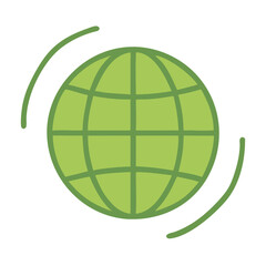 Vector Icon Dedicated to Ecology in Green Shades Featuring the Earth with Clean, Straight Lines and Shapes. Perfect for Eco-Friendly Branding, Environmental Campaigns, Green Technology, 