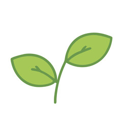 Vector Icon Dedicated to Ecology in Green Shades Featuring a Plant and Leaf with Clean, Straight Lines and Shapes. Perfect for Eco-Friendly Branding, Environmental Campaigns, and Green Technology. 