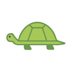 Minimalistic vector icon dedicated to ecology in green shades featuring a sea turtle with clean and straight lines. Perfect for marine conservation projects, eco-friendly campaigns,