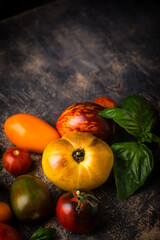 Assortment of different color tomatoes