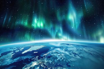 Magnetic North Pole. Northern Lights Aurora Borealis: The Magical Phenomena of Nordic Skies