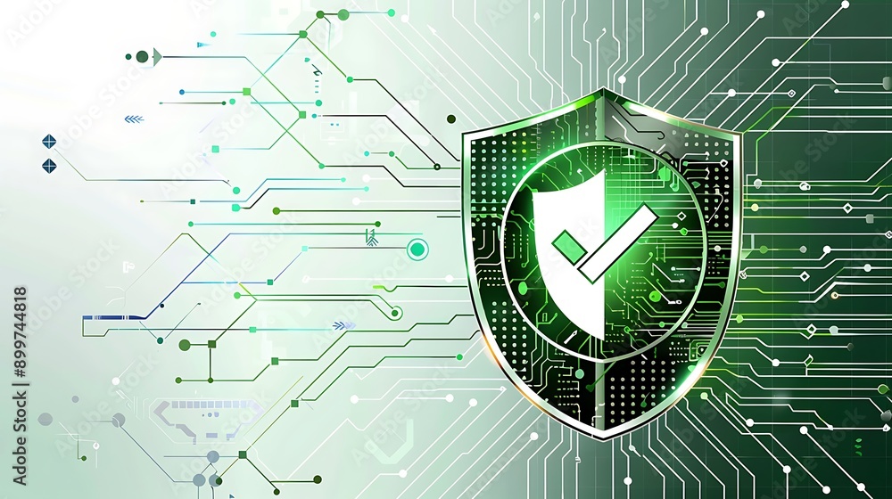 Poster security shield with check mark, isolated on background, generative ai. photo realistic photo